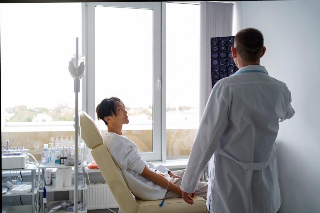 Patient receiving IV therapy support for chronic inflammation and recovery in Rock Hill, SC