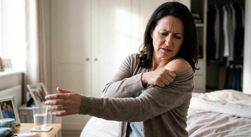 Frozen shoulder may cause tightness, pain, and reduced movement that makes daily activity more difficult.