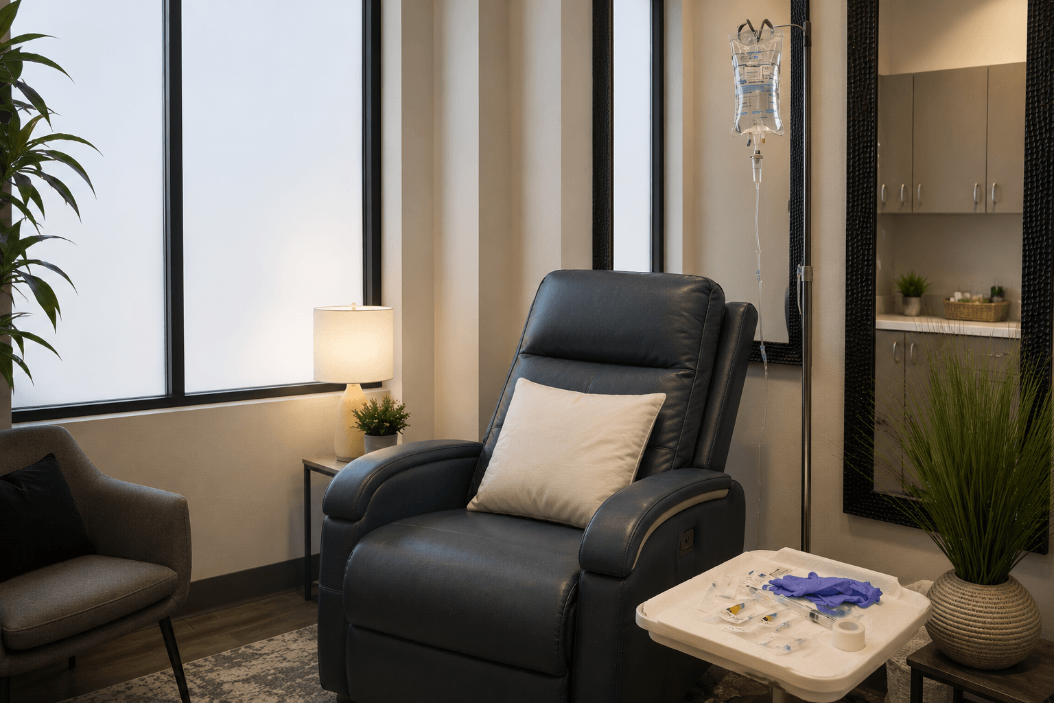 First Iv Therapy Session Charlotte — Patient receiving IV therapy in a Charlotte clinic