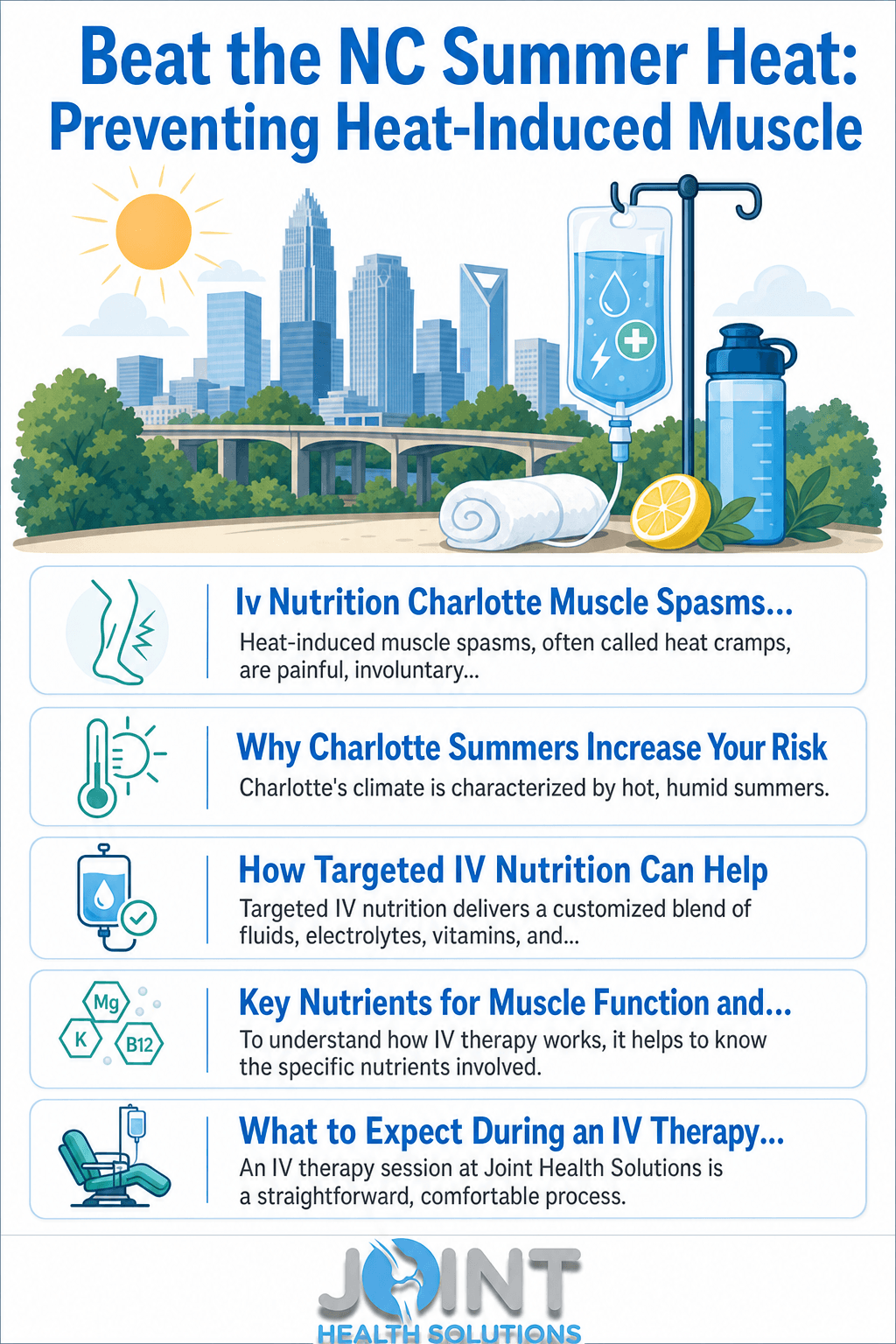Beat the NC Summer Heat: Preventing Heat-Induced Muscle Spasms with Targeted IV Nutrition — infographic