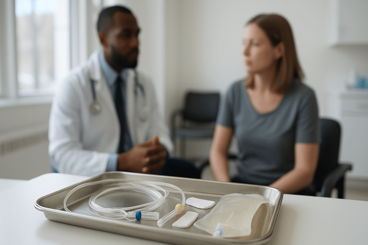 Iv Treatment Tray Sterile Standards — Sterile IV treatment tray with medical supplies in a Charlotte clinic