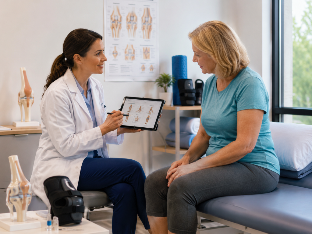 Provider discussing a non-surgical joint care plan with a patient near Concord, NC