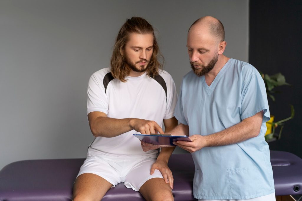 Medical provider discussing a personalized joint treatment plan with a patient