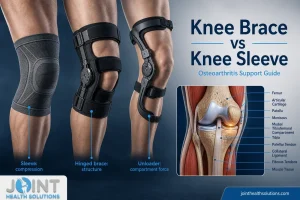 Clinical comparison for knee brace vs knee sleeve options for osteoarthritis support.
